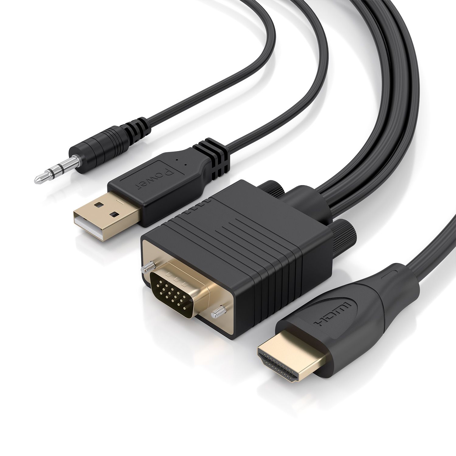 A122-1015 - Conversor AISENS HDMI A/M a VGA/M+3.5mm/M+ USB-A/M 2m Negro (A122-1015)