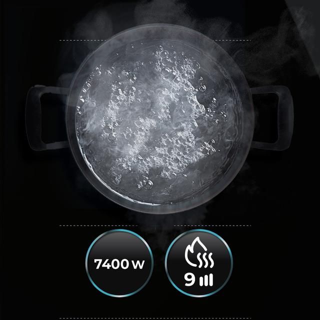 03280 - Placa de inducci�n Cecotec Bolero Squad I 3300 FullFlex, 1 fuego de 28 cm y una Bridge Zone, con 7400 W, 9 niveles, frontal biselado, invisible touch slider control, detector de recipientes, mantenimiento de calor y Kid Lock. (03280)