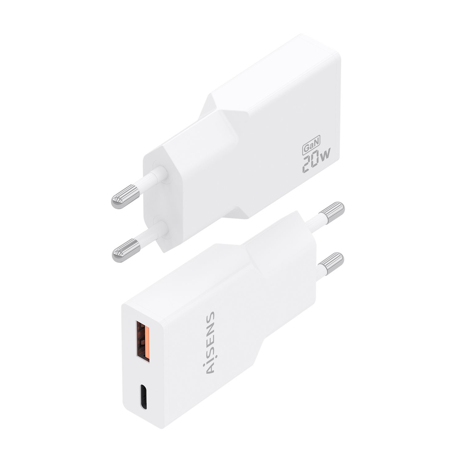 A110-0998 - Cargador de Pared AISENS Slim GaN 20W PD/QC 3.0 1xUSB-A 1xUSB-C Blanco (A110-0998)