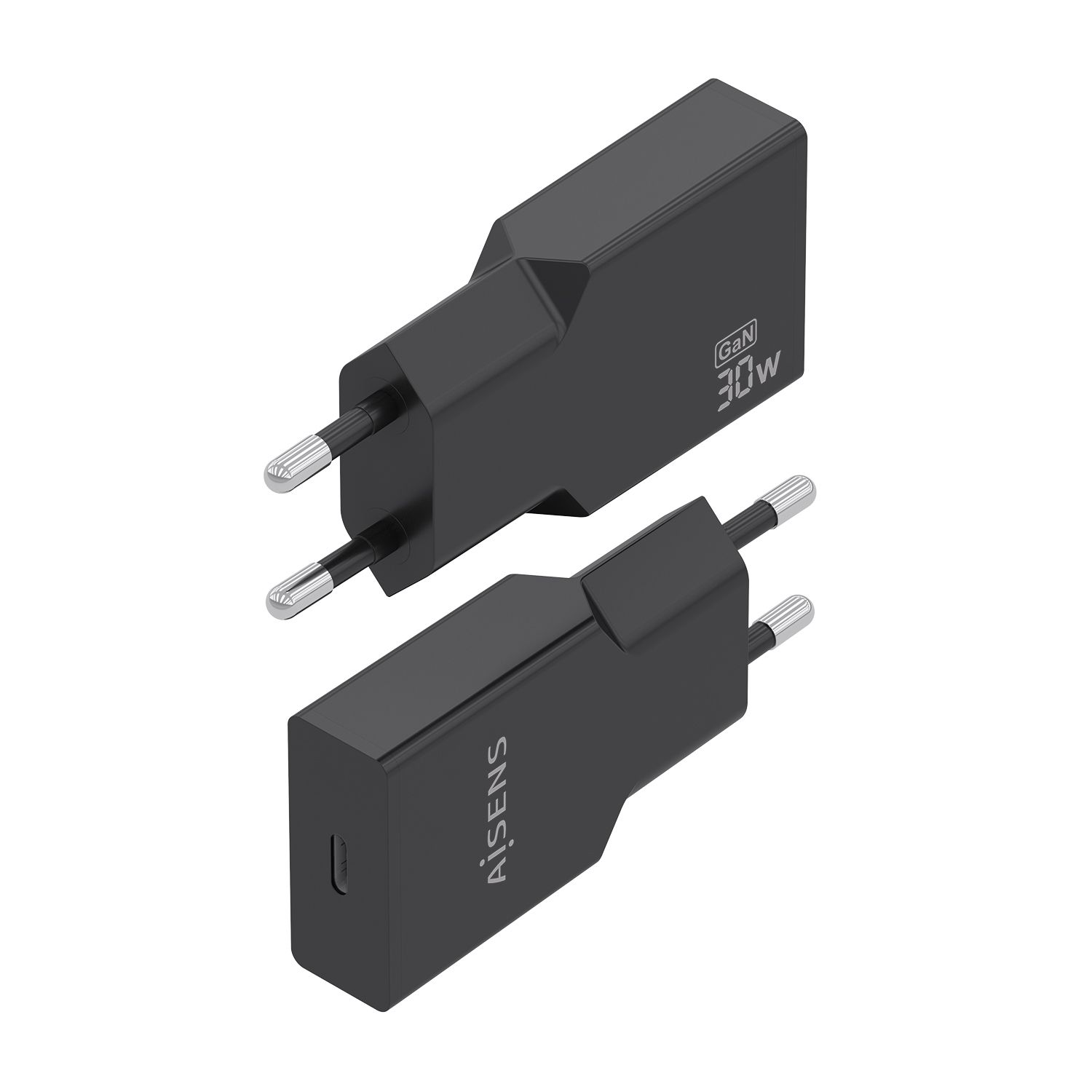 A110-1004 - Cargador de Pared AISENS Slim GaN 30W PD/QC 3.0 1xUSB-C Negro (A110-1004)