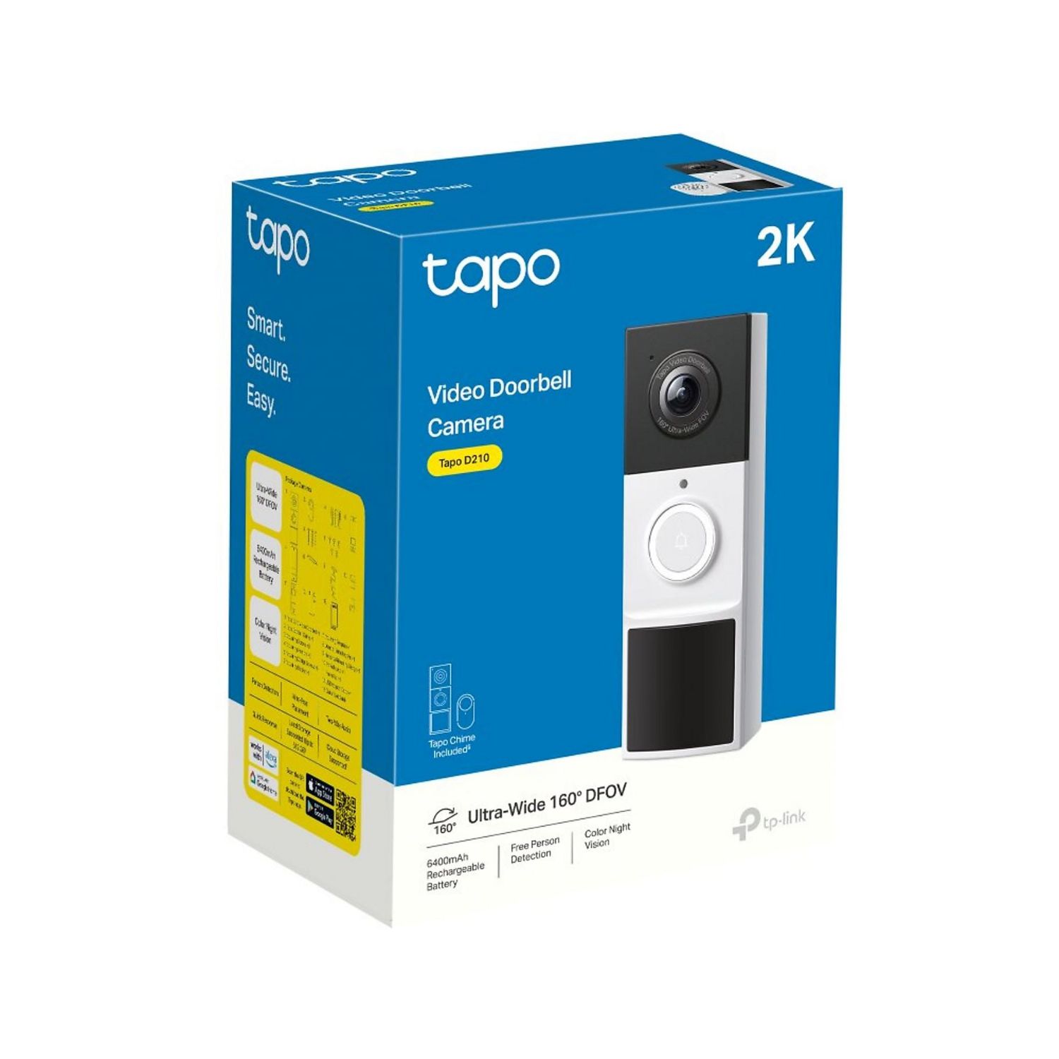 TD21 - Videoportero TP-Link Doorbell 3mp 150� WiFi IP65 con Timbre Visi�n Nocturna Negro/Blanco (TD21)