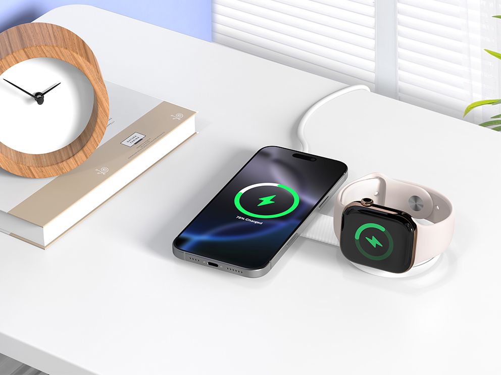 GORGON04W - Cargador CONCEPTRONIC Inal�mbrico Plegable 25W Soporte Magn�tico Smartphone/Smartwatch Blanco (GORGON04W)