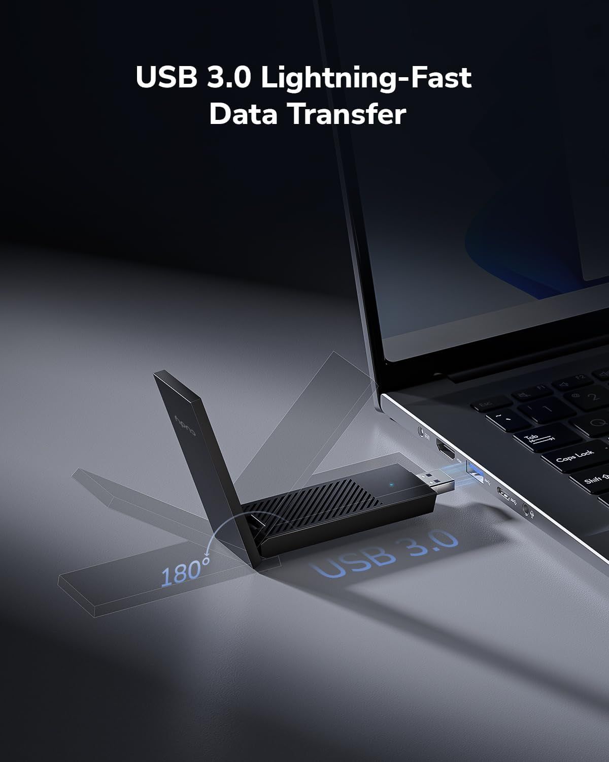 WU5400 - Adaptador CUDY AX5400 USB-A 3.0 WLAN WiFi 6E Tri-Band Antena Externa PC Negro (WU5400)