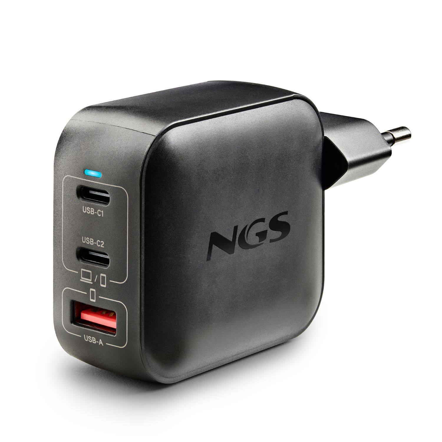 BUD100WTINY - Cargador de Pared NGS 100W QC 3.0 PD 3.0 2xUSB-C 1xUSB-A Negro (BUD100WTINY)