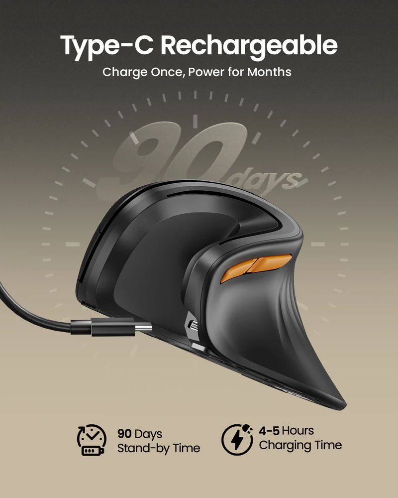 CP014943 - Rat�n Vertical Ergon�mico ProtoArc EM11 NL Diestro Bluetooth 5.0 2400dpi Negro (CP014943)