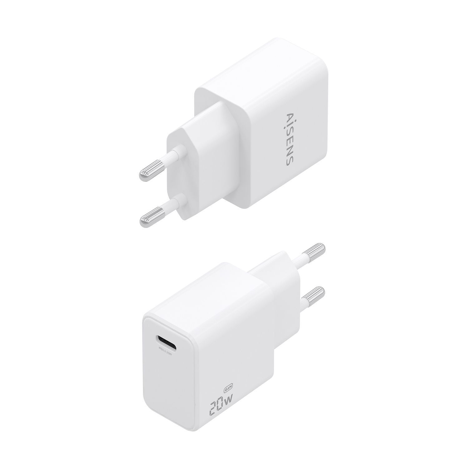 A110-1023 - Cargador de Pared AISENS GaN 20W PD 3.0 QC 3.0 1xUSB-C Blanco (A110-1023)