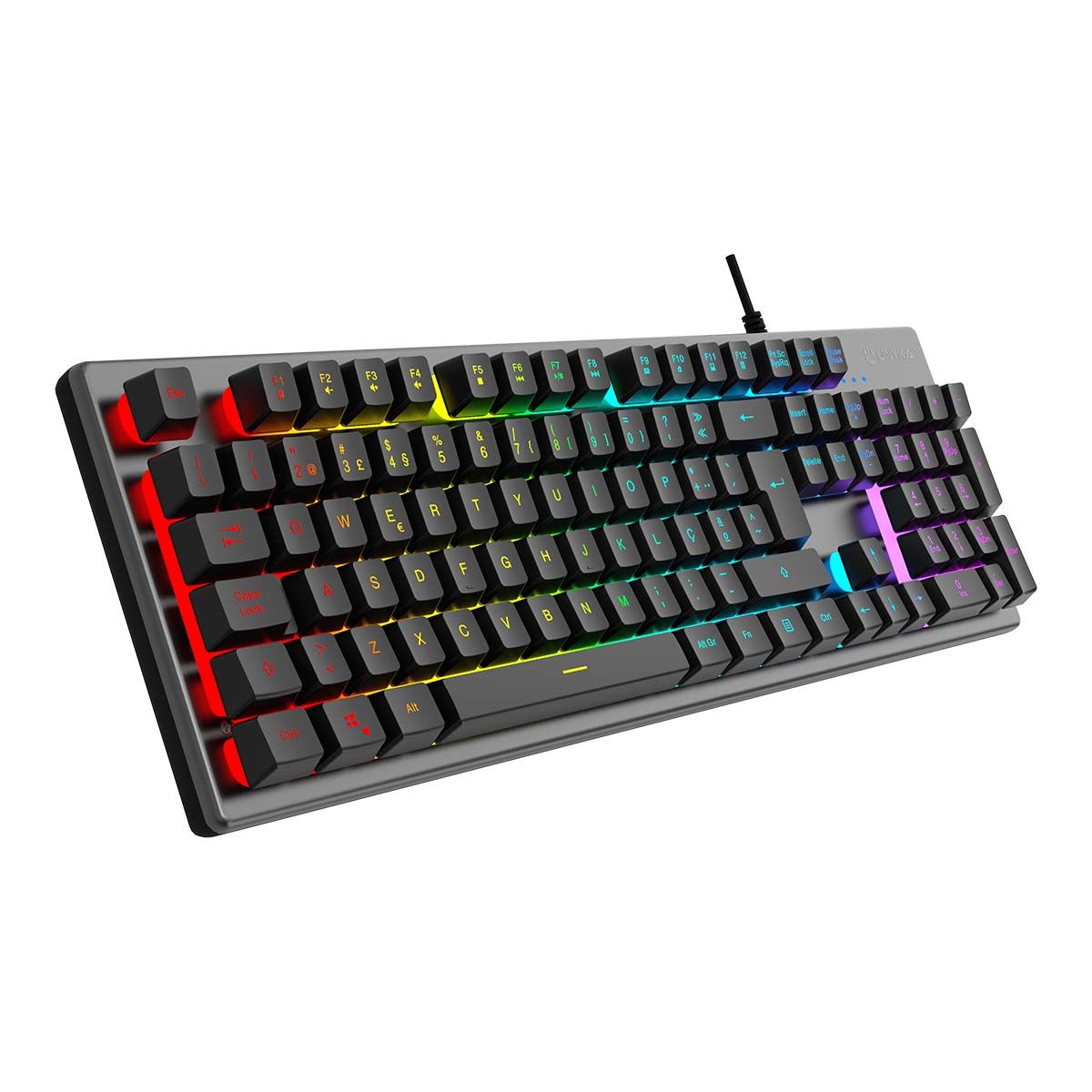 UK505450 - Teclado Gaming UNYKA NOVA K244 QWERTY 105 Teclas LED RGB USB-A Portugu�s Gris (UK505450)
