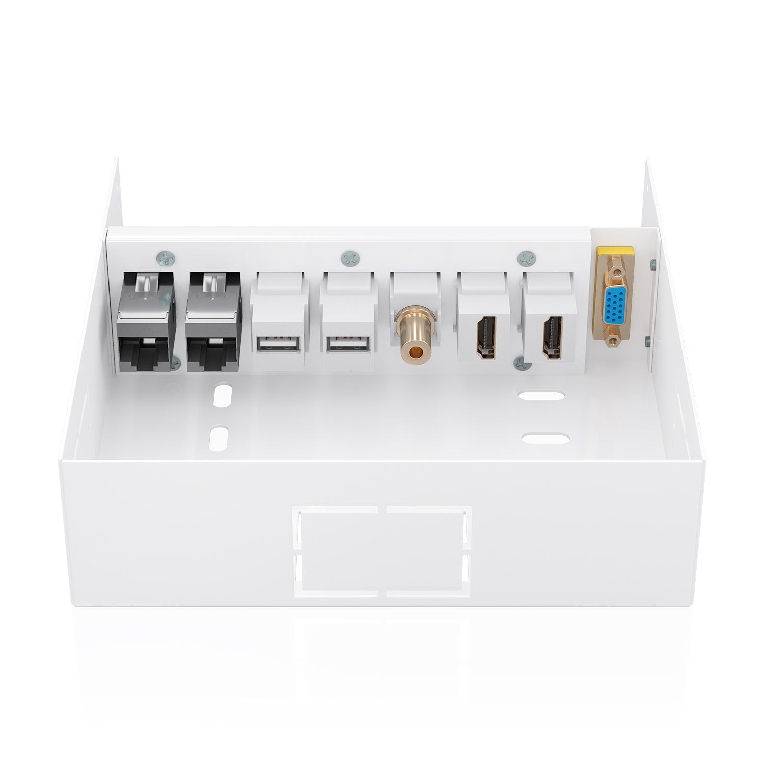 A127-1031 - Caja de Conexiones AISENS USB-B 2.0 VGA 2xHDMI 2xRJ45 Cat.6A STP 3.5mm Blanco (A127-1031)