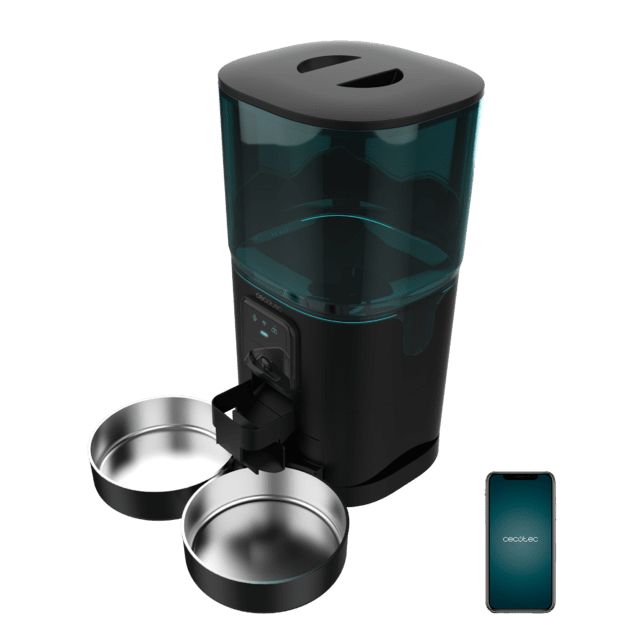 A01_EU01_117511 - Comedero Autom�tico Cecotec Pumba 8600 Double Meal Vision para mascotas con dos bowls de inox, control wifi, c�mara, grabadora de voz, con 7 litros de capacidad y control de porciones. (A01_EU01_117511)