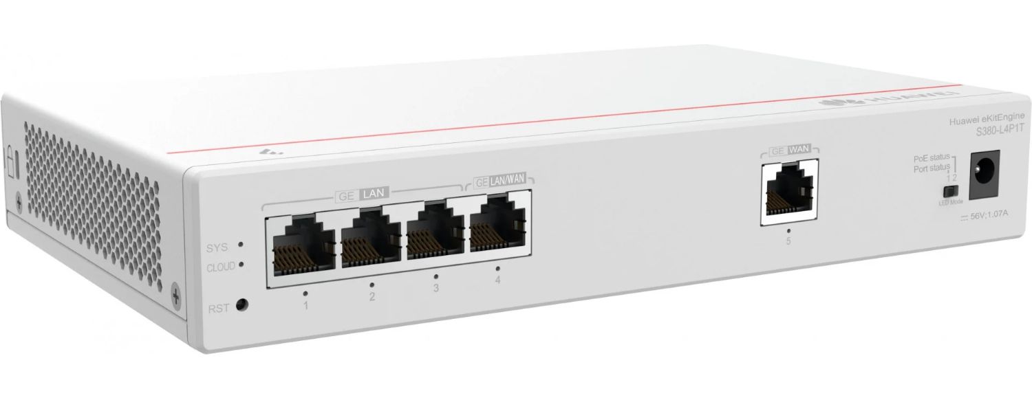 98012178 - Switch Huawei S380-L4P1T 4xRJ45 GbE PoE Rack Gris (98012178)