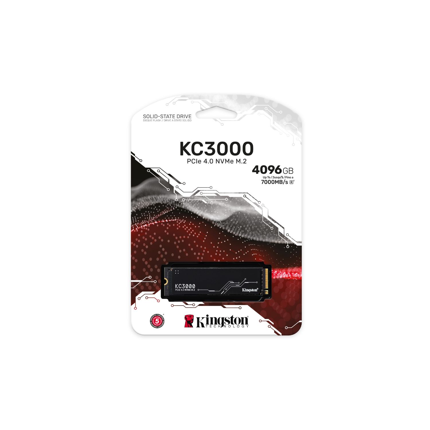 SKC3000D/4096G - Disco SSD Kingston KC3000 4Tb M.2 NVMe PCIe 4.0 3D TLC Lectura 7000 Mb/s Escritura 7000 Mb/s (SKC3000D/4096G)