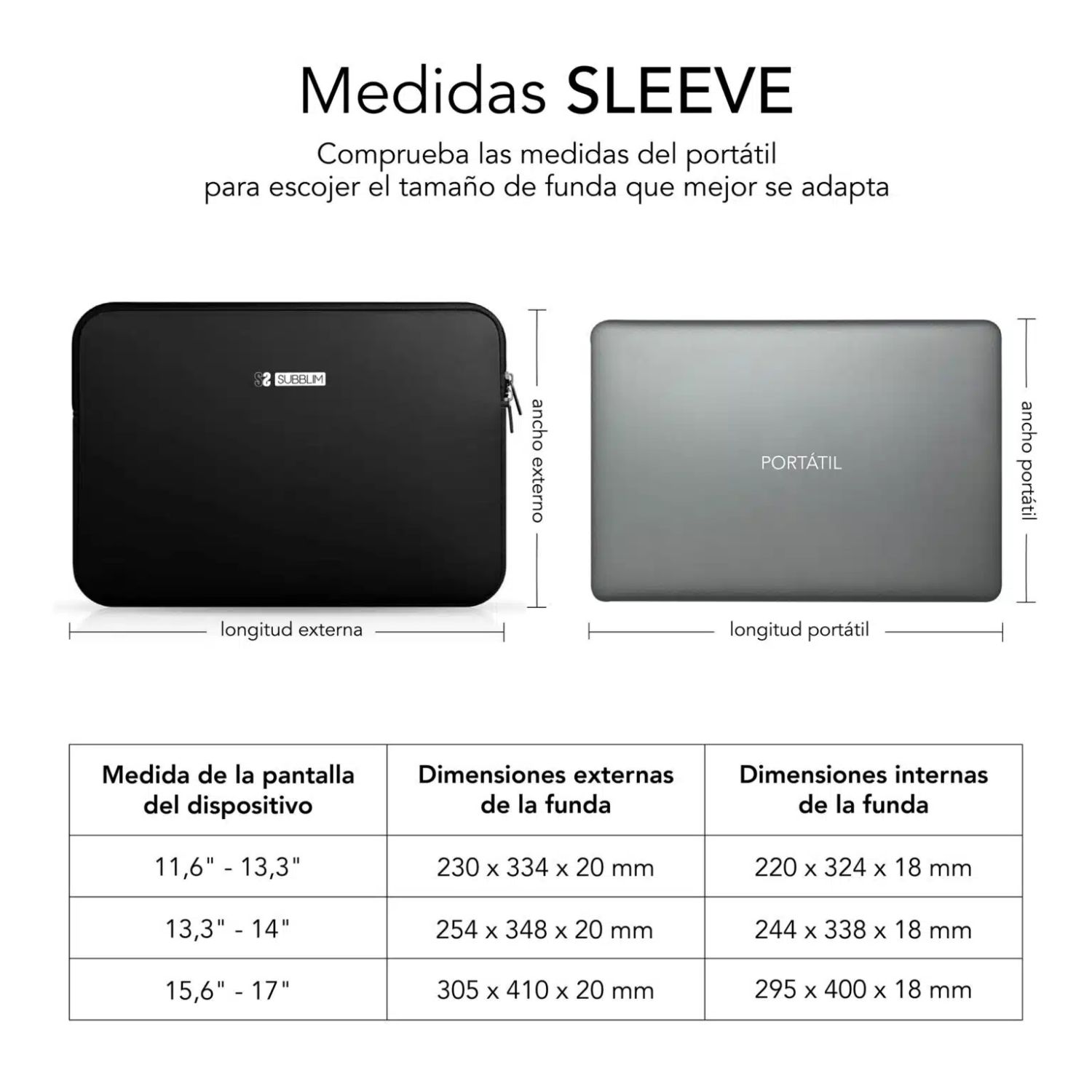 SUBLS-SKIN115 - Funda SUBBLIM Business Laptop Sleeve Neoprene V2 Neopreno hasta 15.6