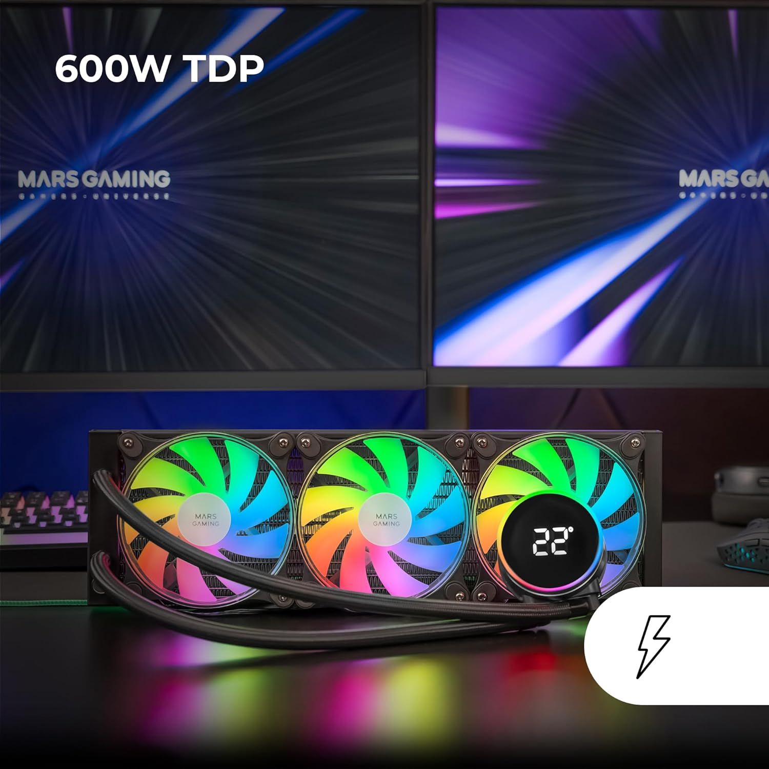 MLLCD360 - Refrigeracin Lquida CPU Mars Gaming FRGB 3x120mm Negra (MLLCD360)