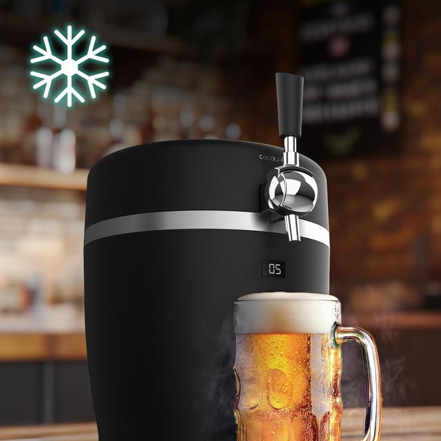 A01_EU01_100008 - Grifo Dispensador CECOTEC BeerFlow 5000, de cerveza, 60W que mantiene la temperatura de 3C a 6C, compatible con barriles universales presurizados de 5L, asa y bandeja recogegotas extrables, y pies antideslizantes para mayor estabilidad(A01_EU01_100008)