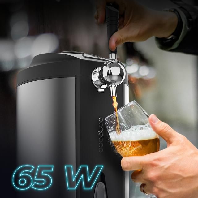 A01_EU01_100009 - Grifo Dispensador CECOTEC BeerFlow Steel 5000, de cerveza, con acabados de acero inoxidable de 65 W con temperatura ajustable de 2C a 12C, compatible con barriles universales presurizados y no presurizados de 5L, (A01_EU01_100009)