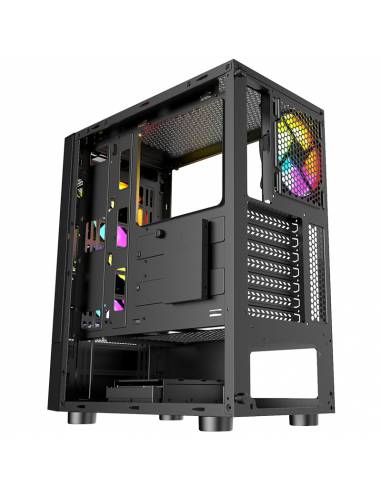NF-CS-CAELUM-BLACK - Caja Gaming Nfortec Caelum Ventana Lateral de Cristal Templado 2xUSB 2.0 1xUSB 3.0 ATX mATX ITX Negra (NF-CS-CAELUM-BLACK)