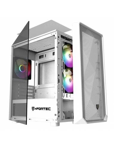 NF-CS-DYS-W - Caja Nfortec Dys Ventana Lateral de Cristal Templado RGB 2xUSB 2.0 1xUSB-A 3.0 mATX ITX Blanca (NF-CS-DYS-W)