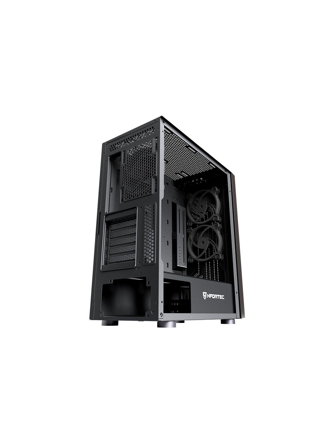 NF-CS-NERVIA-B - Caja Nfortec Nervia Ventana Lateral de Cristal Templado RGB 2xUSB 2.0 1xUSB-A 3.0 ATX mATX ITX EATX Negra (NF-CS-NERVIA-B)