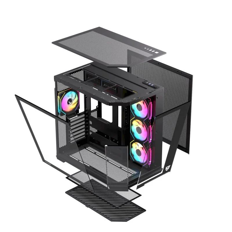 NF-CS-PULSAR-B - Caja Gaming Nfortec Pulsar Ventana Lateral de Cristal Templado ARGB 2xUSB-A 3.0 1xUSB-C 3.0 ATX mATX ITX Negra (NF-CS-PULSAR-B)