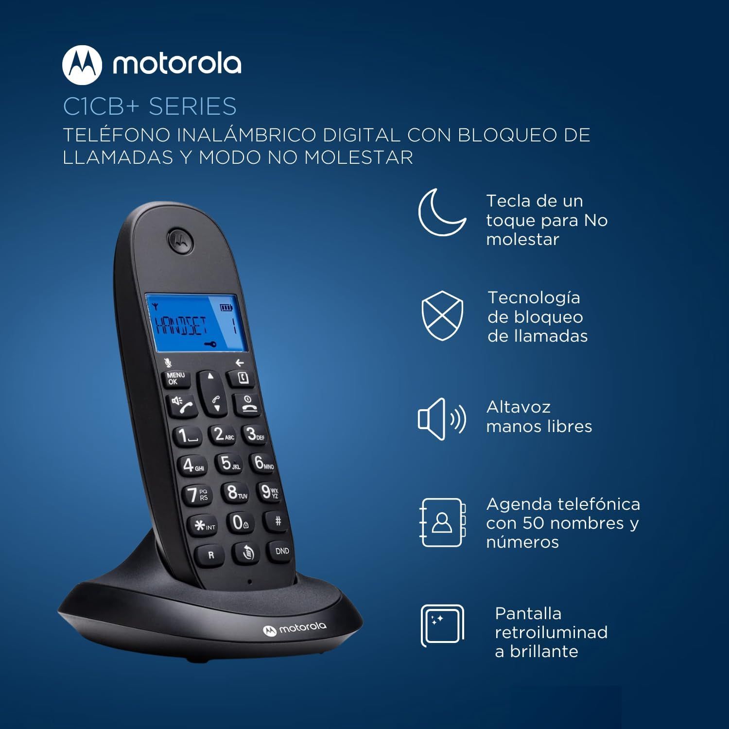 107C1001CB+ - Telfono Inalmbrico Motorola C1001CB+ LCD DECT Digital Negro (107C1001CB+)