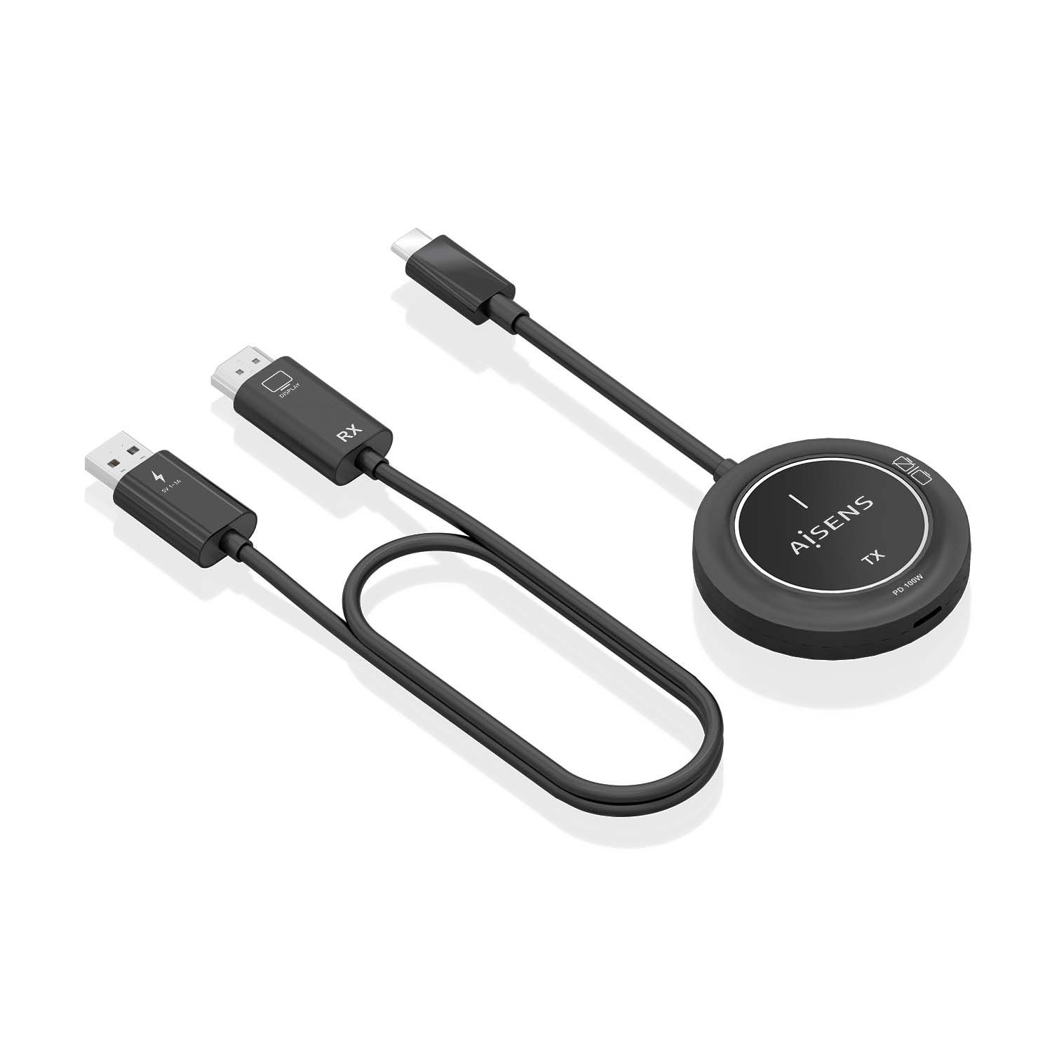 ASWL-H2KC30M004-BK - Adaptador/Transmisor de Vdeo Inalmbrico AISENS USB-C a HDMI PD 100W Negro (ASWL-H2KC30M004-BK)