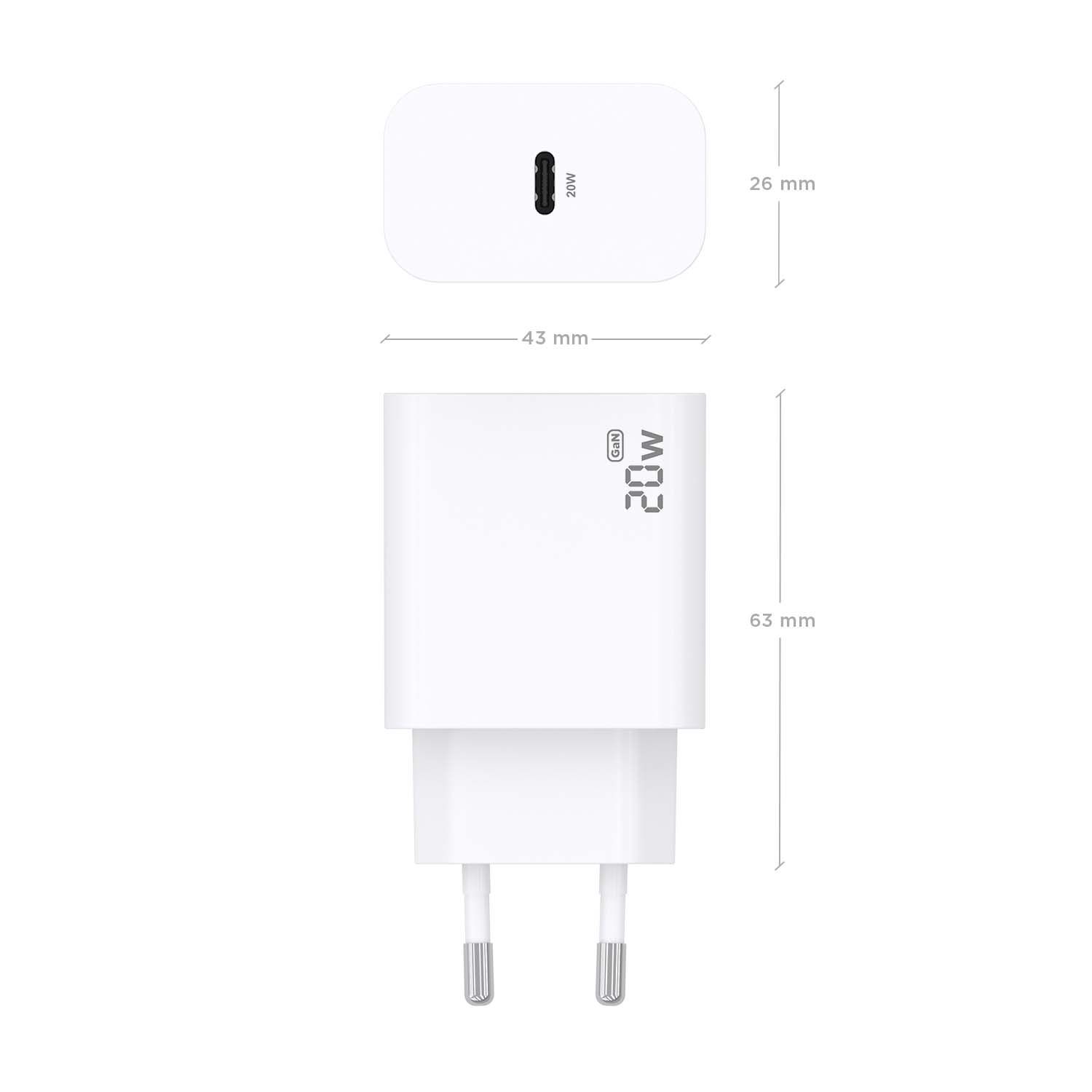 A110-0938 - Cargador de Pared AISENS 1xUSB-C 20W PD 3.0 QC 2.0 Blanco (A110-0938)