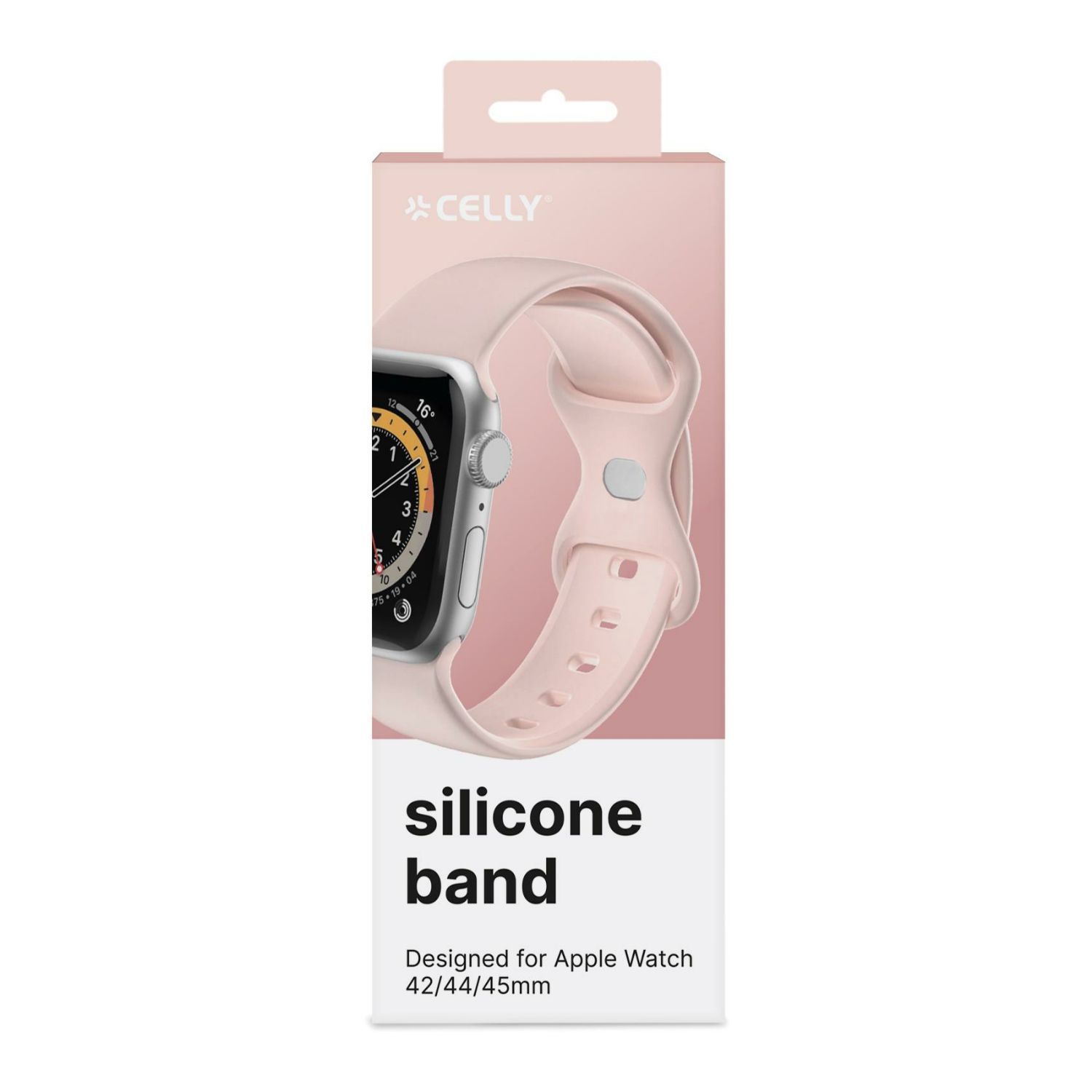 WBANDSIL44BP - Correa CELLY Apple Watch 42/44/45mm Silicona Rosa (WBANDSIL44BP)