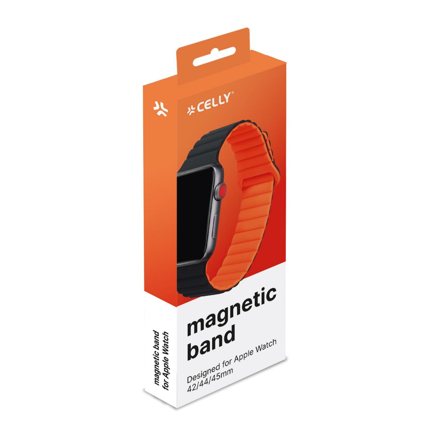 WBANDMAGBKOR - Correa CELLY Apple Watch 42/44/45mm Silicona Negro/Naranja (WBANDMAGBKOR)