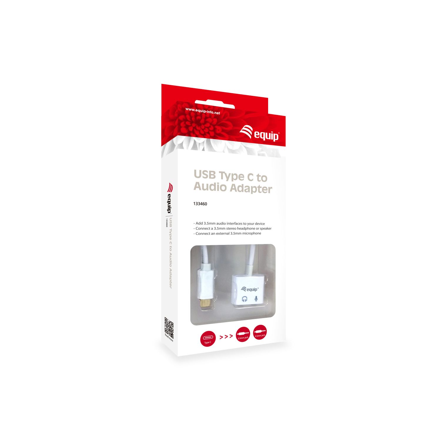 133460 - Adaptador EQUIP USB-C/M a 2x3.5mm/H 15cm Blanco (133460)