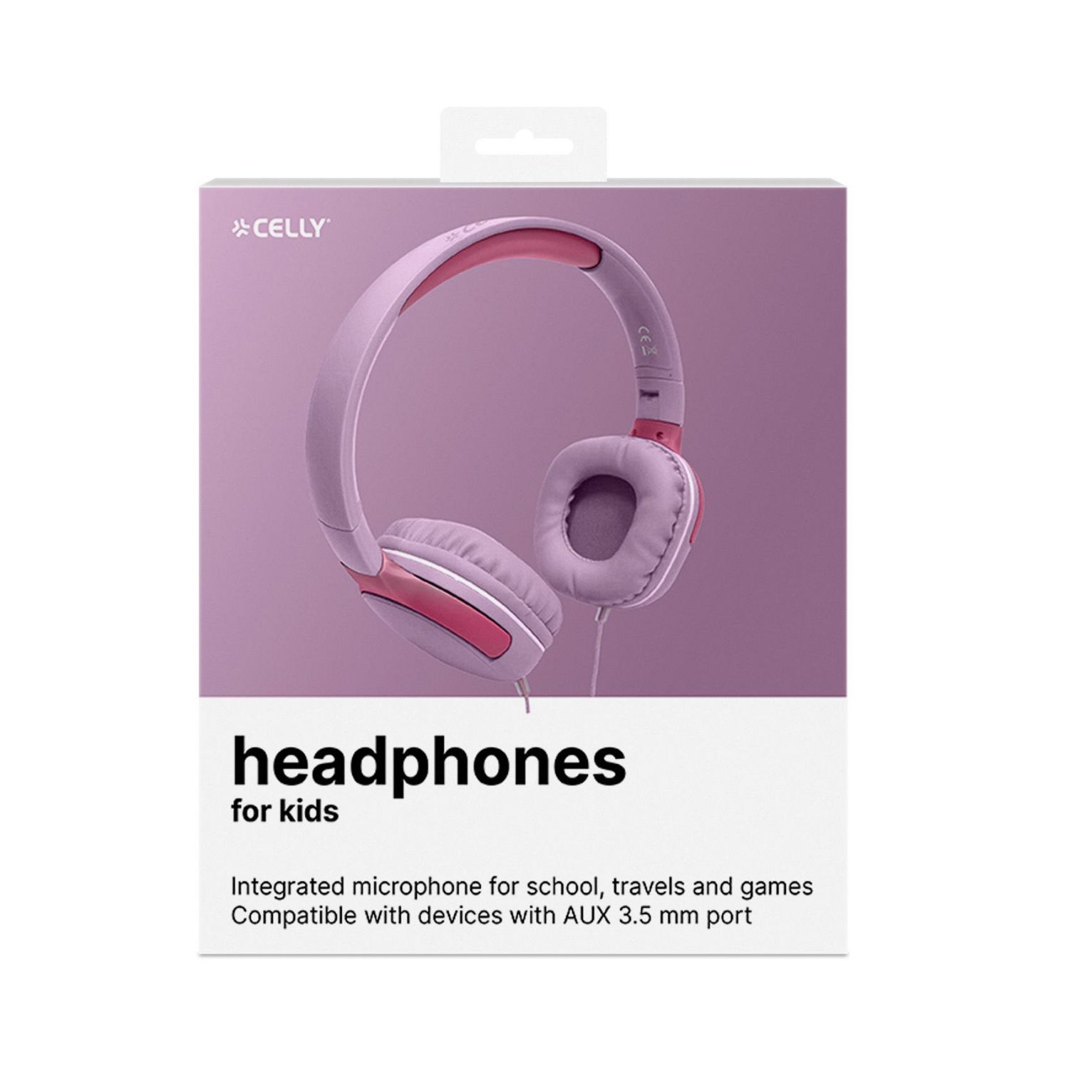 KIDSBEAT2PK - Auriculares CELLY Kids Plegables Micrfono Integrado 3.5mm Cable 1.2m Rosa (KIDSBEAT2PK)