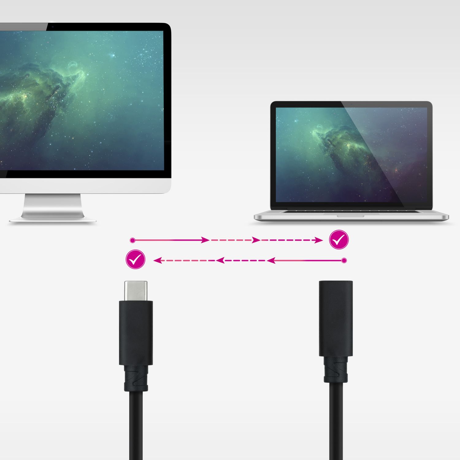 10.01.4501 - Cable NANOCABLE Usb-C3.2/M a Usb-C/H 1m Negro (10.01.4501)