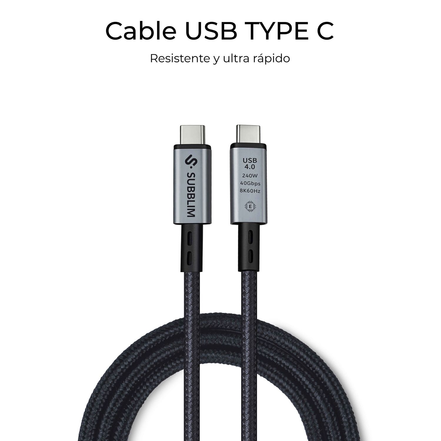 SUBCAB-C24010 - Cable SUBBLIM USB-C 4.0 8K a USB-C 240W 1.5m Negro (SUBCAB-C24010)