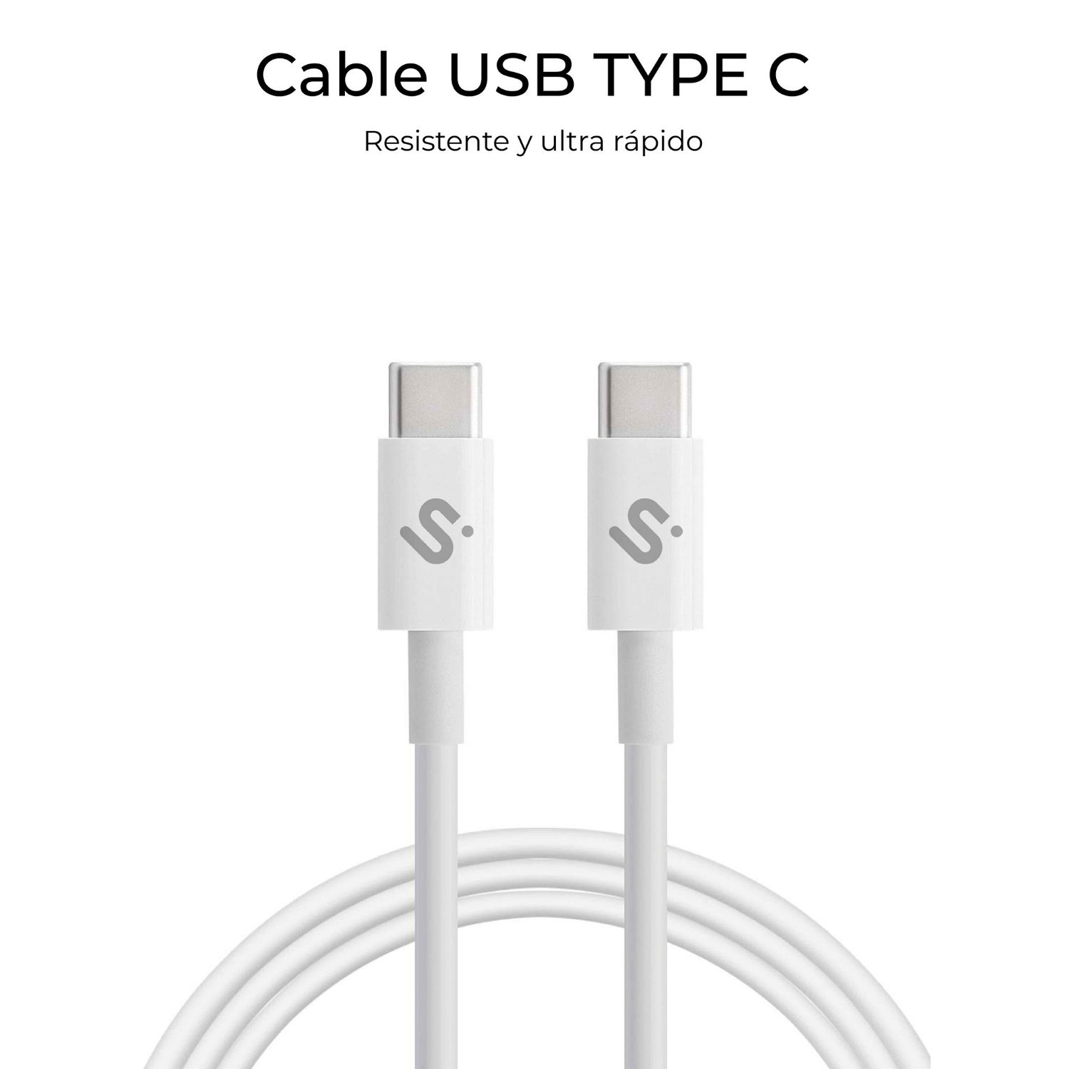 SUBCAB-C10011 - Cable SUBBLIM USB-C 2.0 M/M 100W 2m Blanco (SUBCAB-C10011)