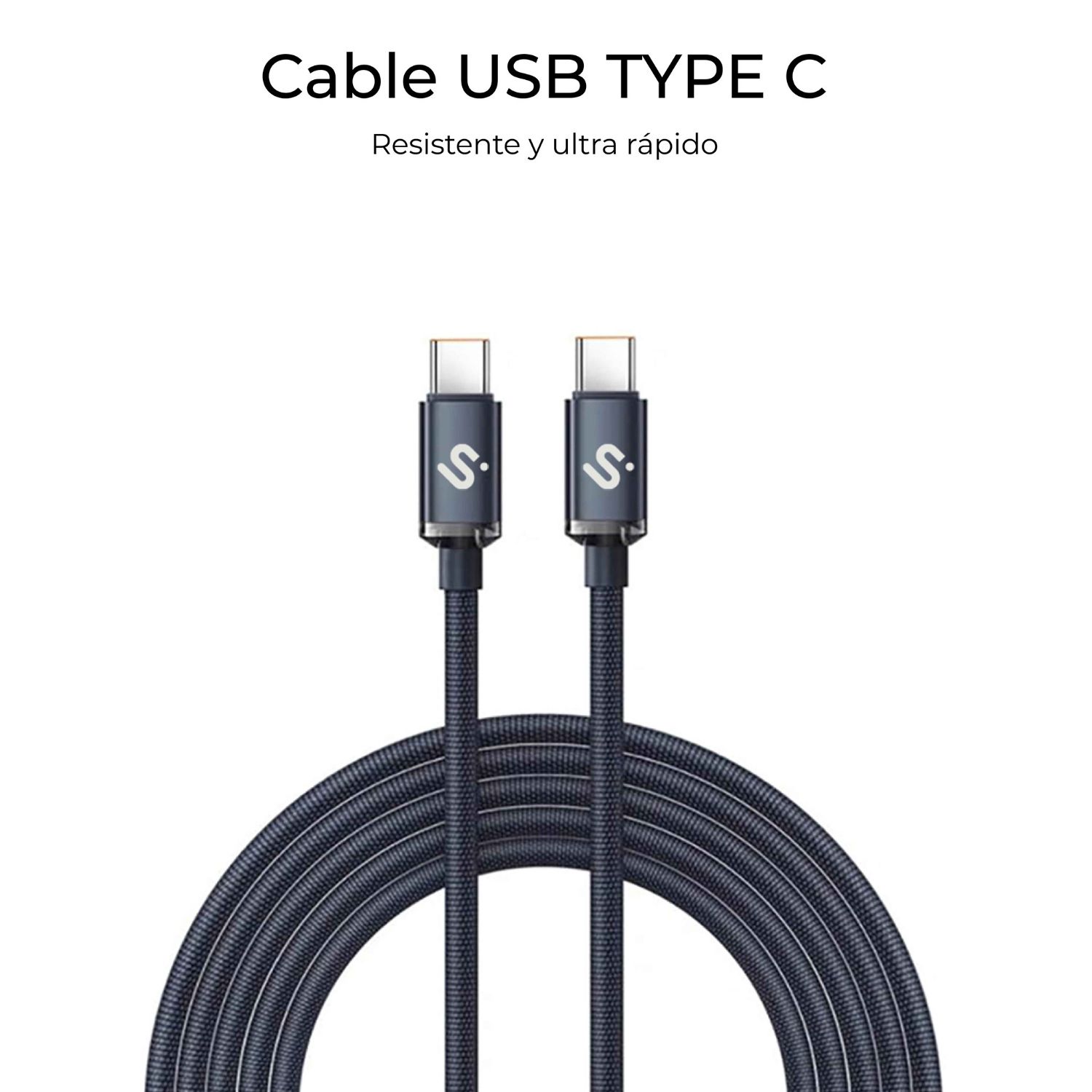 SUBCAB-C06001 - Cable SUBBLIM USB-C 2.0 M/M 60W 1m Negro (SUBCAB-C06001)