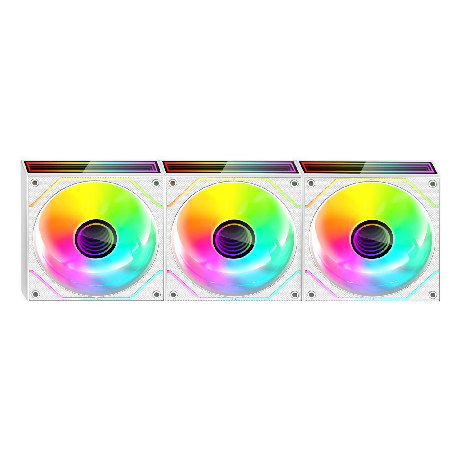 MF3DPROKITW - Ventilador MARS GAMING ARGB 3Unidades, 120mm, con HUB ARGBy mando a distancia. Blanco (MF3DPROKITW)