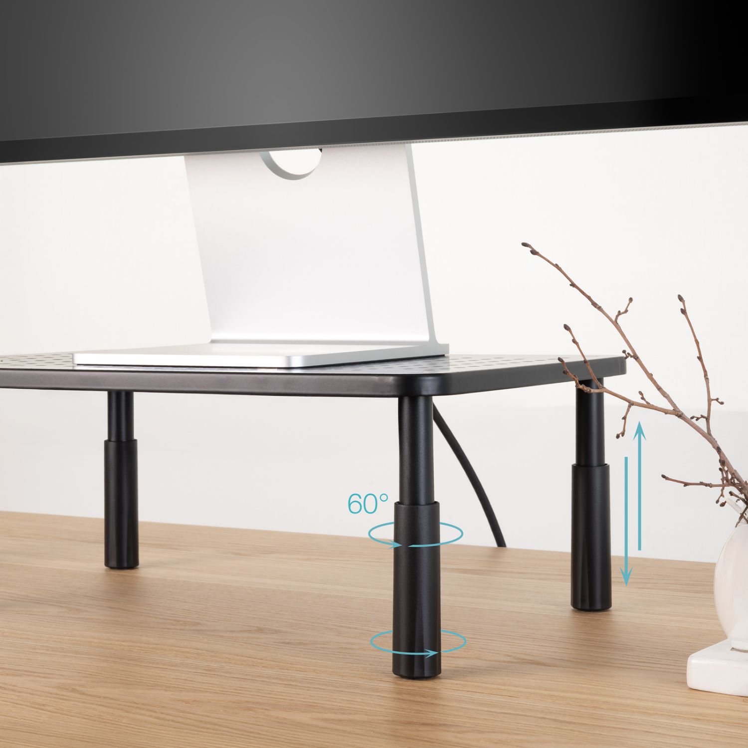 TQMR086 - Soporte Elevador TOOQ para Monitor/Porttil Hasta 20kg, 3alturas, Negro. (TQMR086)