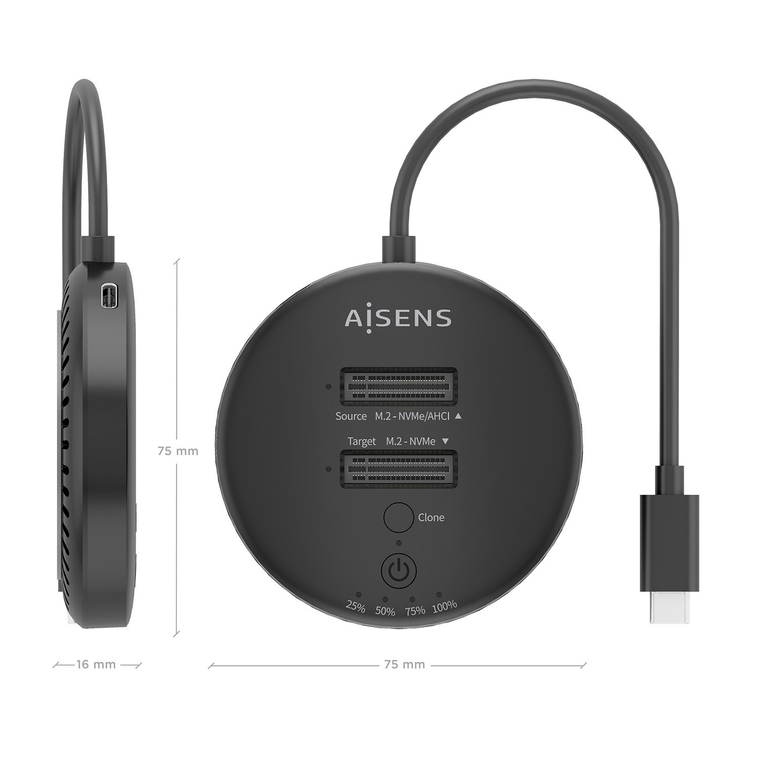 ASDS-2M2N05-BK - Dock Station AISENS Usb3.2-C a 2xSSD M.2 NVMe (ASDS-2M2N05-BK)