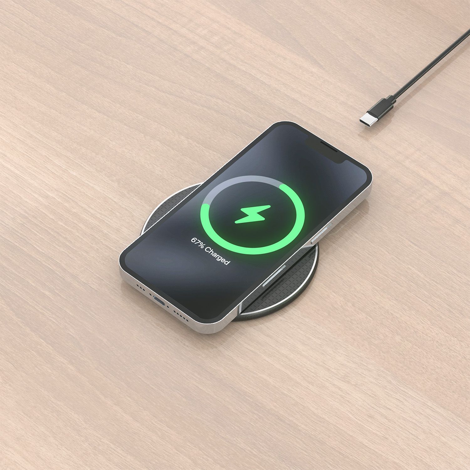 ASCH-15W1WC058-BK - Cargador AISENS Inalmbrico Qi Usb-C 15W/5W/ Negro (ASCH-15W1WC058-BK)