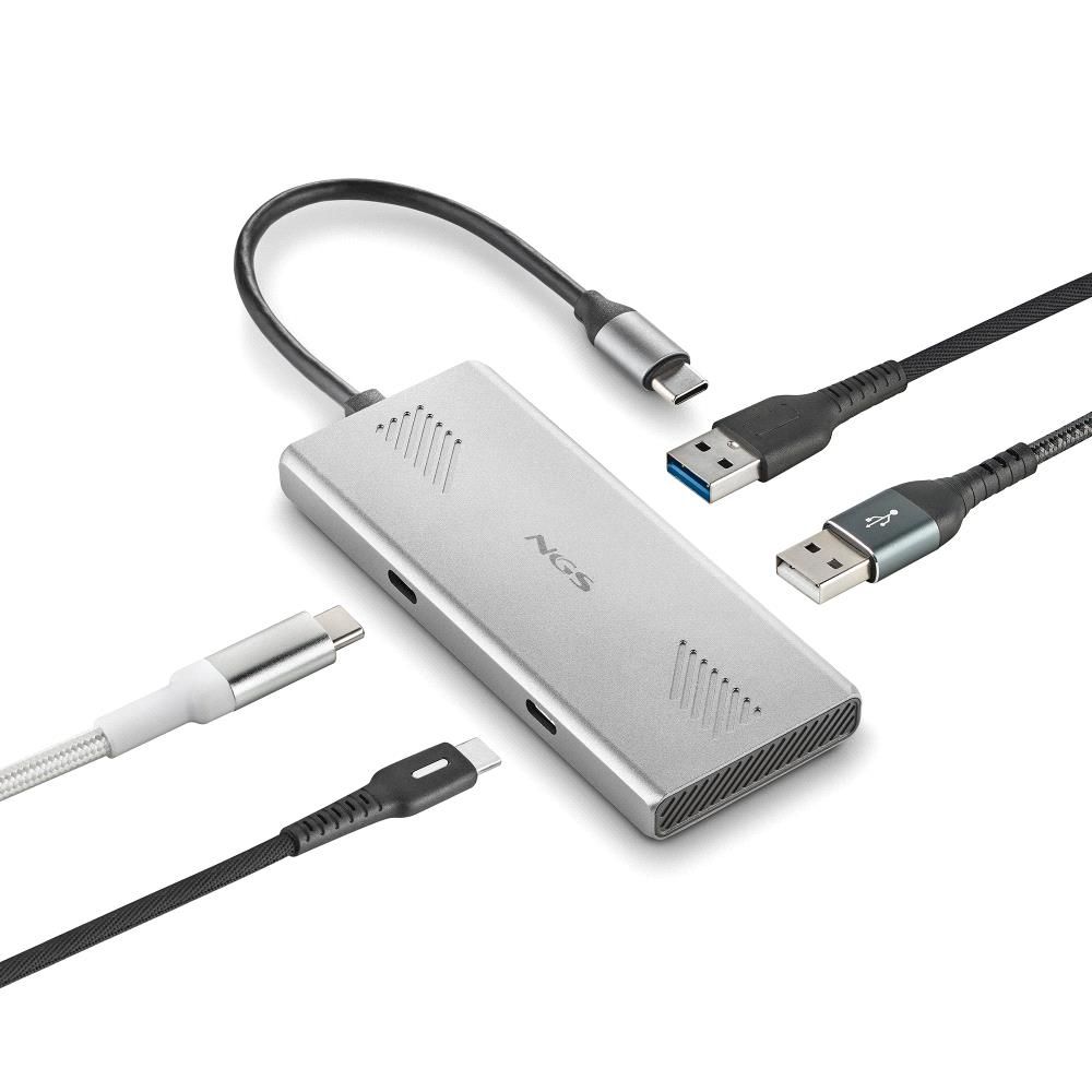 WONDERDUO-C - Hub NGS 4en1 Usb-C a 2Usb-A/2Usb-C,Carcasa fabricada en aluminio, cable 18cm. (WONDERDUO-C)