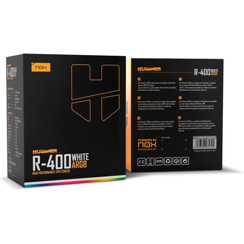 NXHUMMERR400ARGBWH - Ventilador CPU Nox Hummer R-400 ARGB 120mm Blanco (NXHUMMERR400ARGBWH)