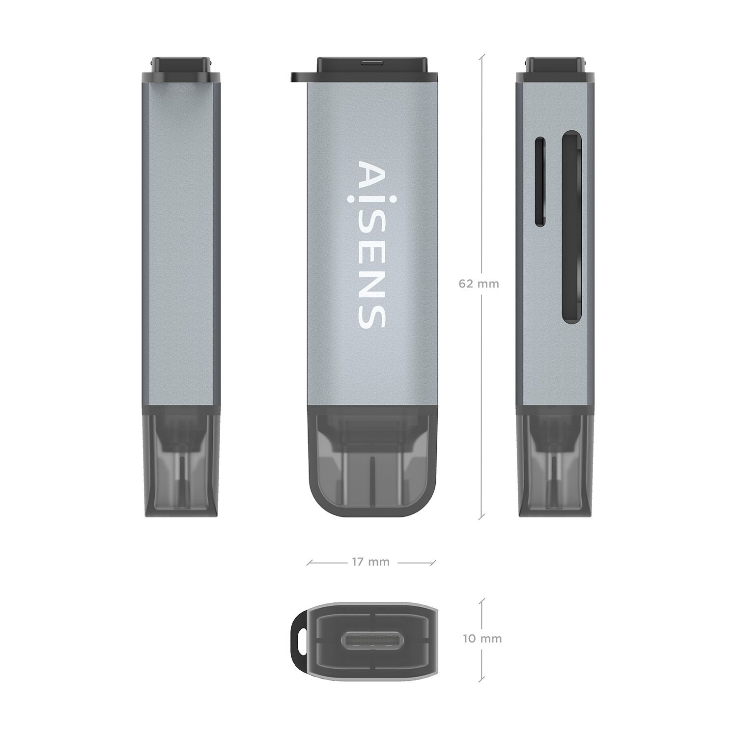 ASCR-2C10-GR - Lector Tarjetas AISENS USB-C 3.0 Gris (ASCR-2C10-GR)