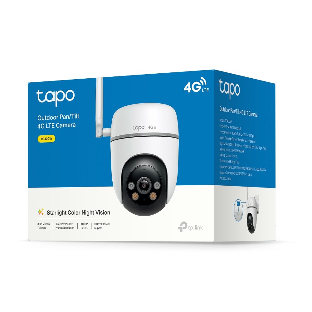 TC40GW - Cmara IP TP-Link H.264 Micrfono/Altavoces Integrados 1xRJ45 Ethernet 4G Exterior Visin Nocturna LED IR IP66 Techo/Pared/Poste Blanco (TC40GW)