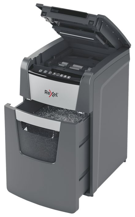 2020130XEU - Destructora Rexel Optimum AutoFeed 130X Papel/tarjetas de Crdito/Grapas/Clips Corte en Partculas P-4 44L Negra (2020130XEU)
