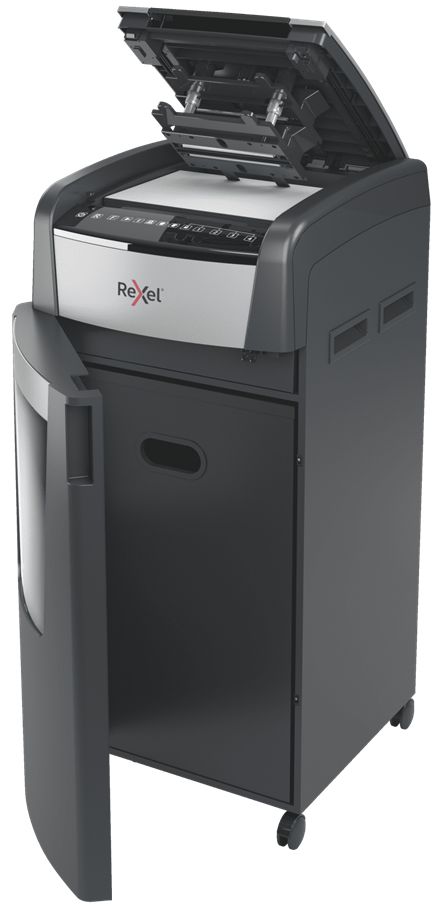 2020600XEU - Destructora Rexel AutoFeed+ 600X Papel/Tarjetas de crdito/Grapas/Clips Corte en Partculas P-4 110L Negra/Gris (2020600XEU)