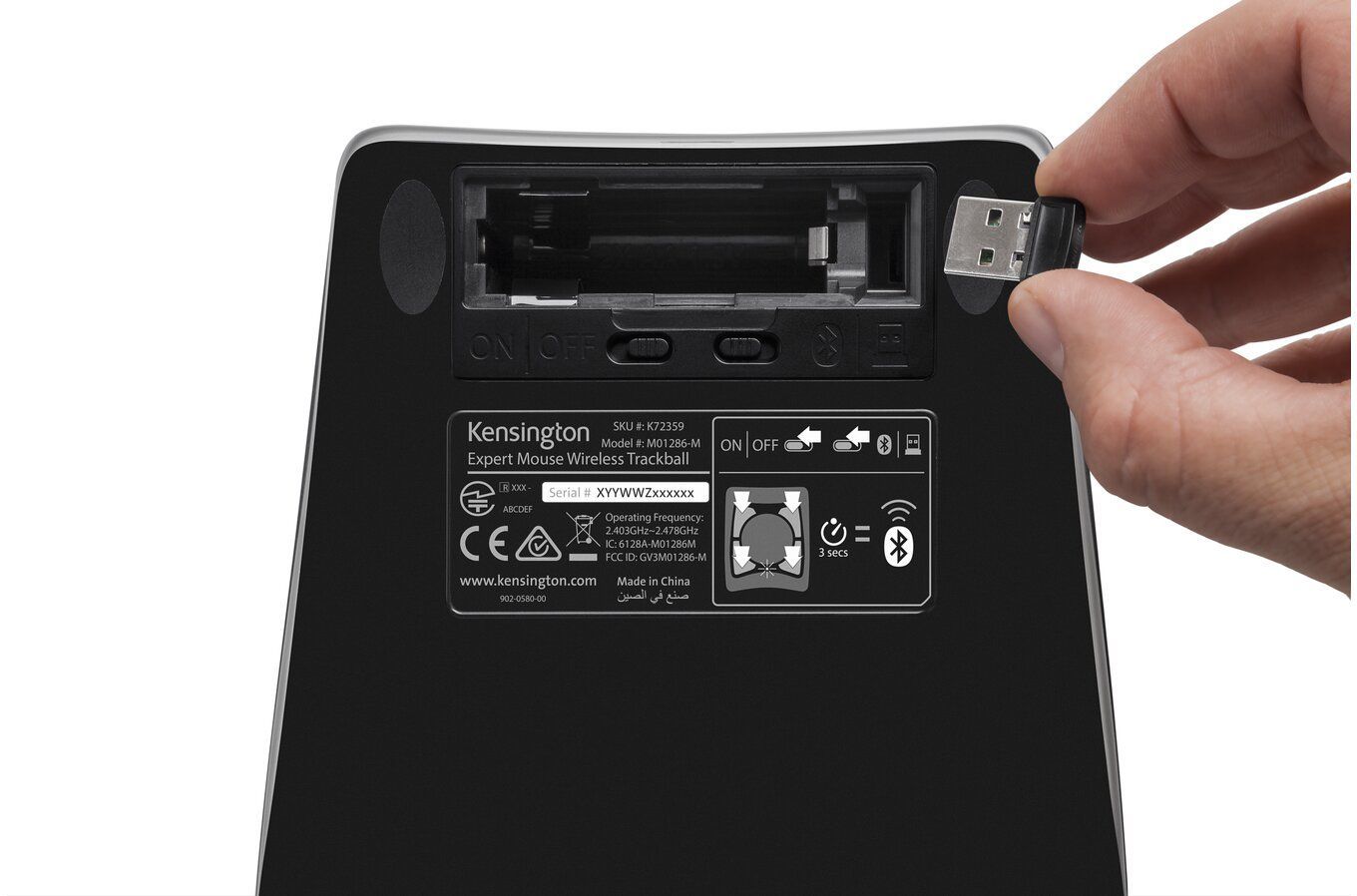 K72359WW - Ratn Kensington Expert Mouse Trackball ptico Ambidextro RF Wireless 2.4GHz/Bluetooth 4.0 400dpi 4 Botones Negro (K72359WW)