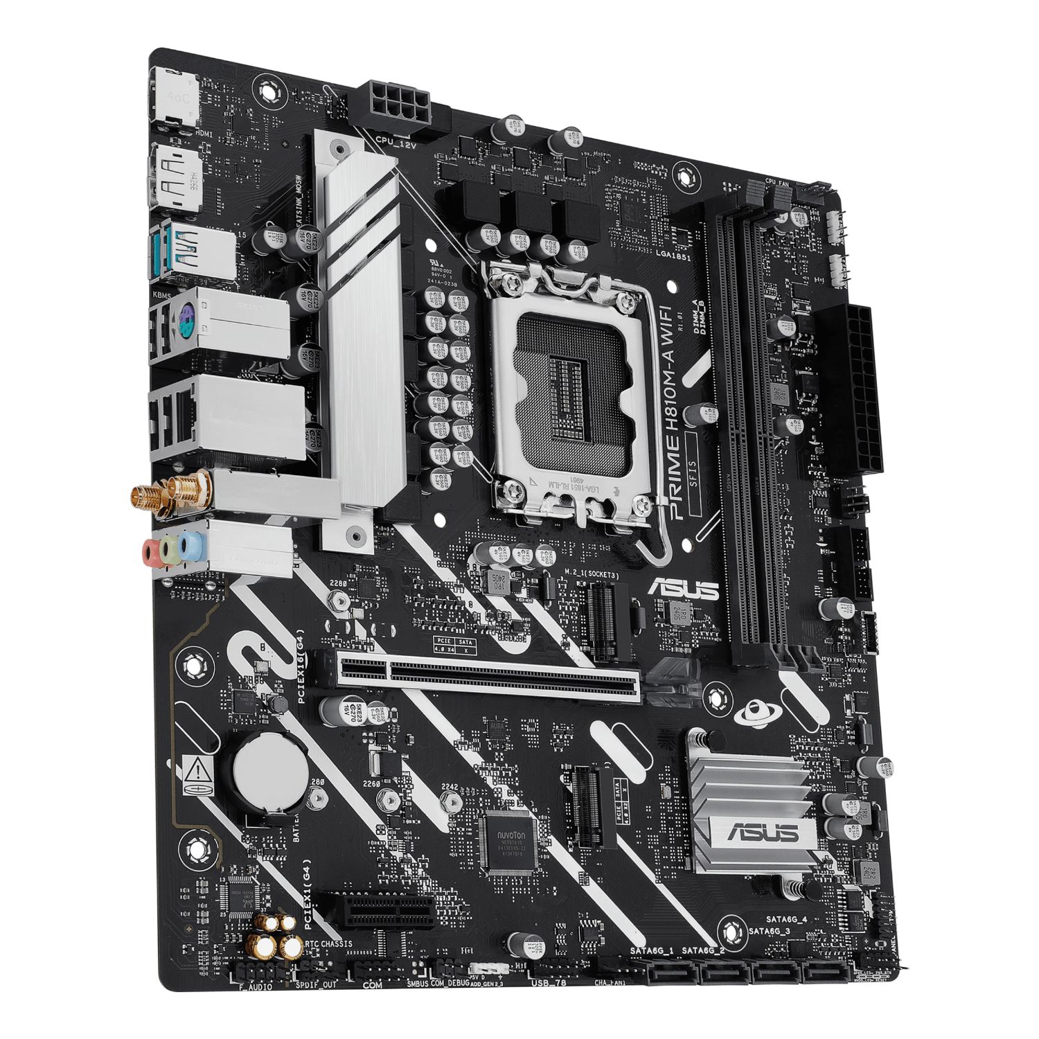 90MB1KJ0-M0EAY0 - Placa Base ASUS PRIME H810M-A WIFI: (1851) 2DDR5 M.2 SATA3 USB 2.0/3.1 DP HDMI RJ45 7.1 mATX WiFi 6 Bluetooth 5.3 Ethernet GbE