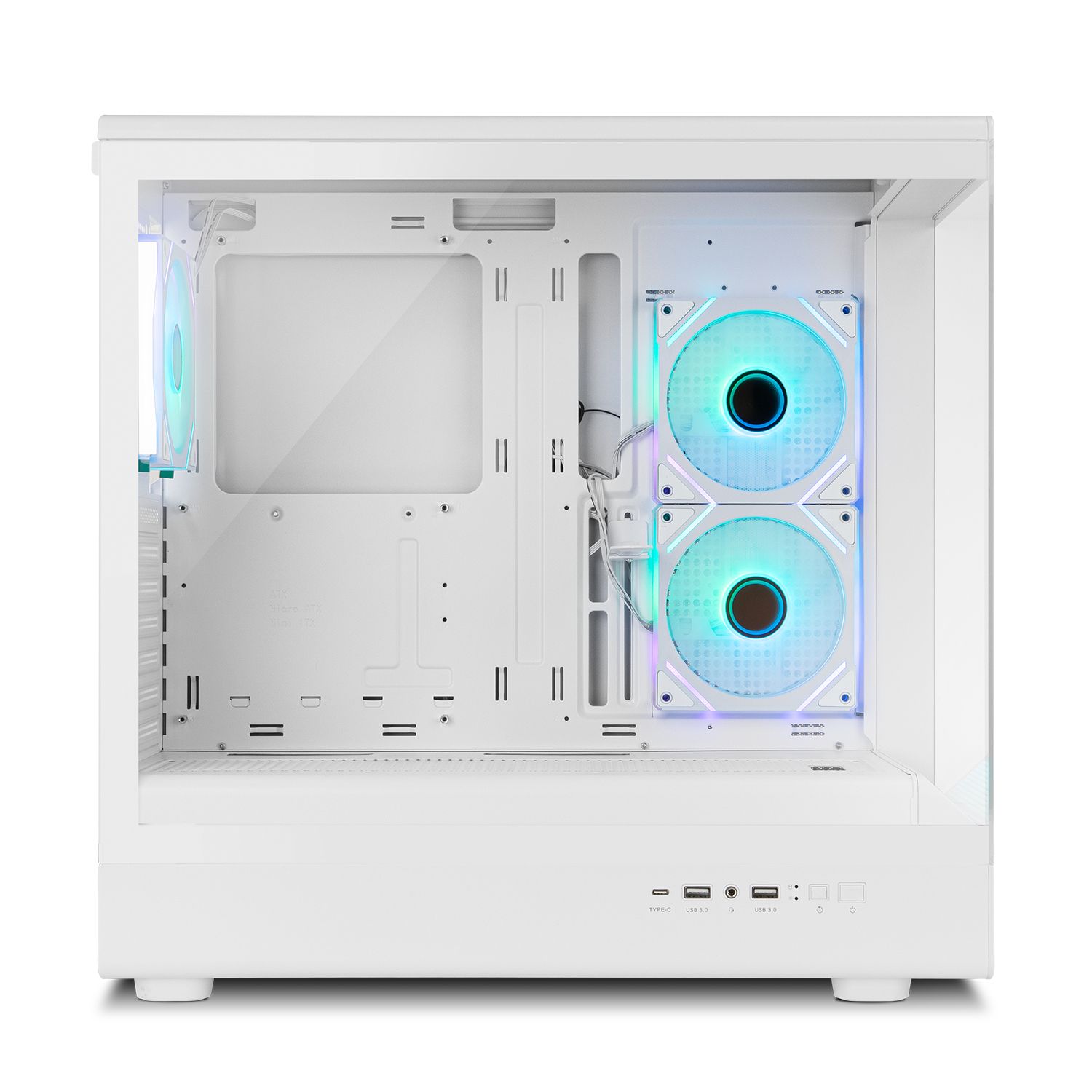 NXHUMMERSIGNALWH - Caja Nox Hummer Signal Frameless Panel Lateral de Cristal Templado ARGB 2xUSB-A 3.0 1xUSB-C 3.1 ATX mATX Blanca (NXHUMMERSIGNALWH)