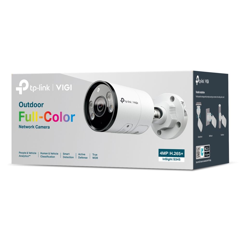 INSIGHT S345(2.8MM) - Camara IP TP-Link InSight S345S VIGI 4Mp Sensor CMOS 1xRJ45 Ethernet Exterior Visin Nocturna IR Blanca (InSight S345 2.8MM)