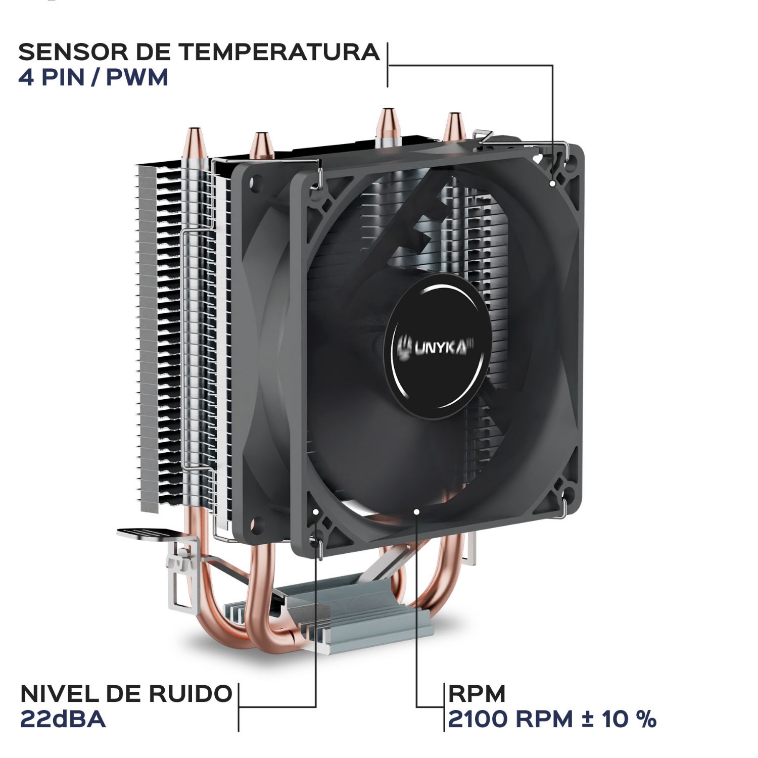 UK322001 - Ventilador CPU UNYKA UNYCOOL H20 Multisocket 90mm Negro (UK322001)