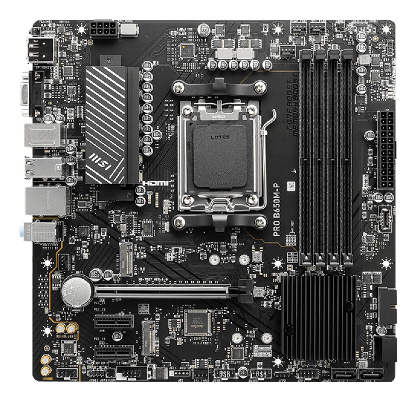 911-7E27-001 - MSI PRO B650M-P:(AM5) 4DDR5 4SATA3+2M.2 HDMI VGA DP 7Usb3.2 mATX (911-7E27-001)